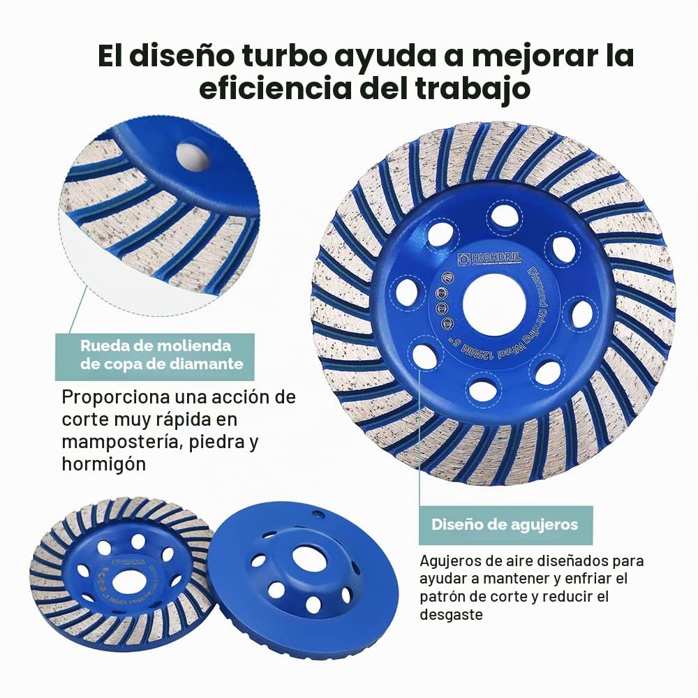 HIGHDRIL Mola a Tazza Diamantata 125 mm e HIGHDRIL Fresa diamantata