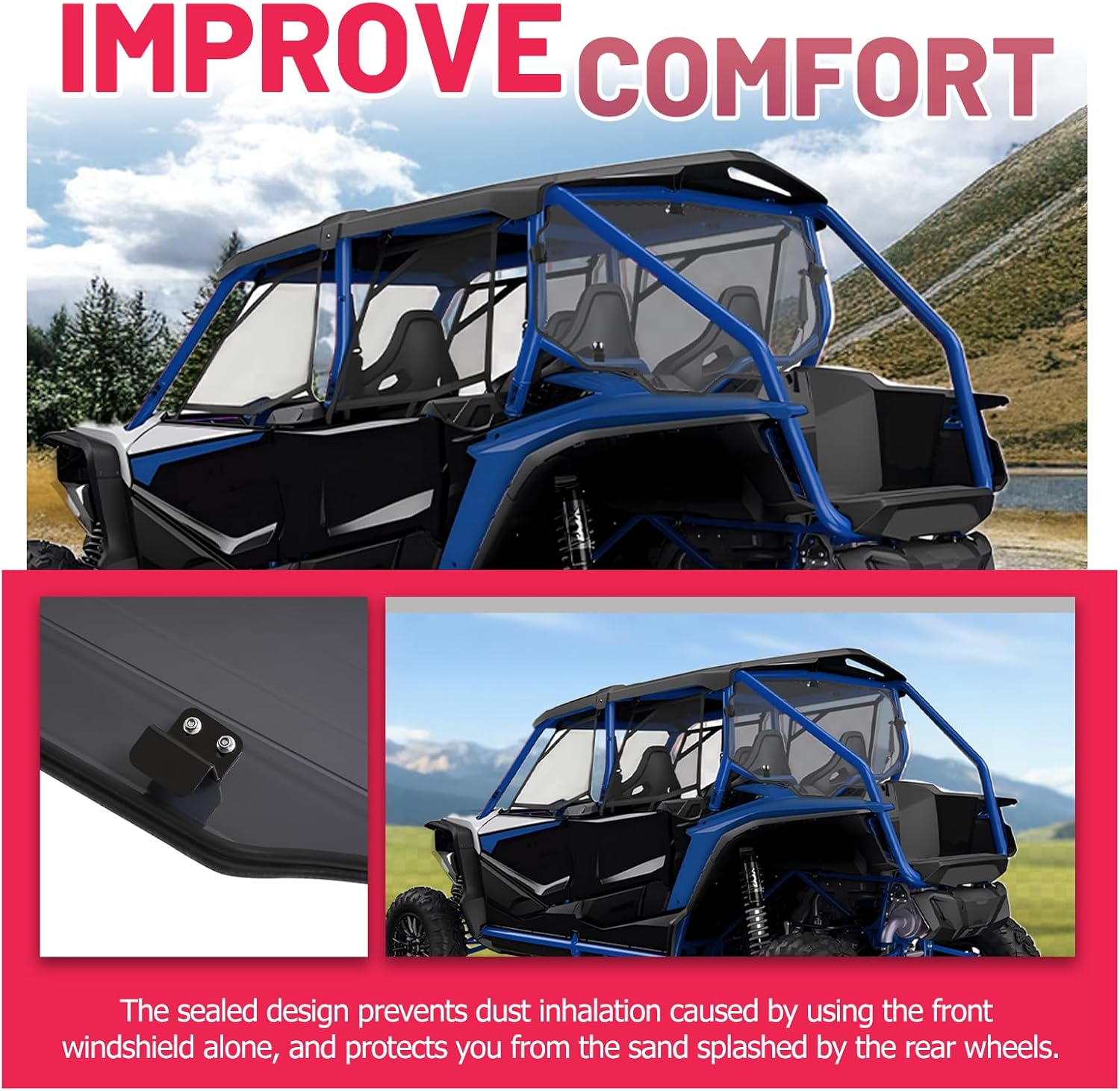 Rear Windshield Compatible with 2020-2022 Honda Talon 1000x-4 / Fox Live Valve / Special Edition Rear Back Window Plastic (PC) Smoke