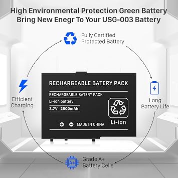 DS Lite Battery, USG-003 2500mAh Li-ion Replacement Battery for Nintendo DS Lite, NDSL Game Player, with Repair Tool Kit (Not for Nintendo DSi, DSi XL, DSi LL)