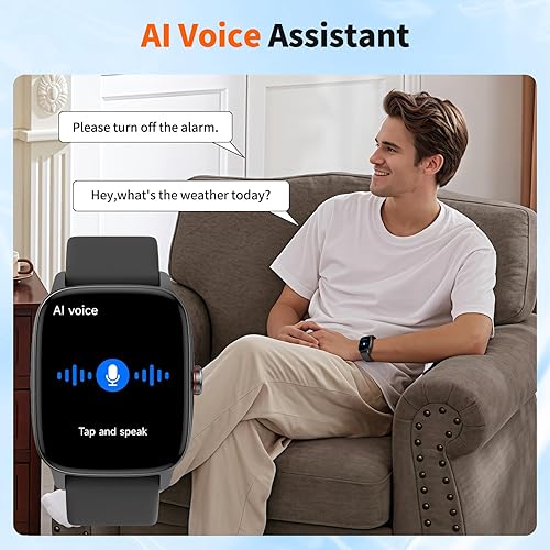 Miniatura 3 de Reloj inteligente para hombres y mujeres con llamadas Bluetooth, pantalla táctil de 1.85 pulgadas, monitor de frecuencia cardíaca y sueño, más de