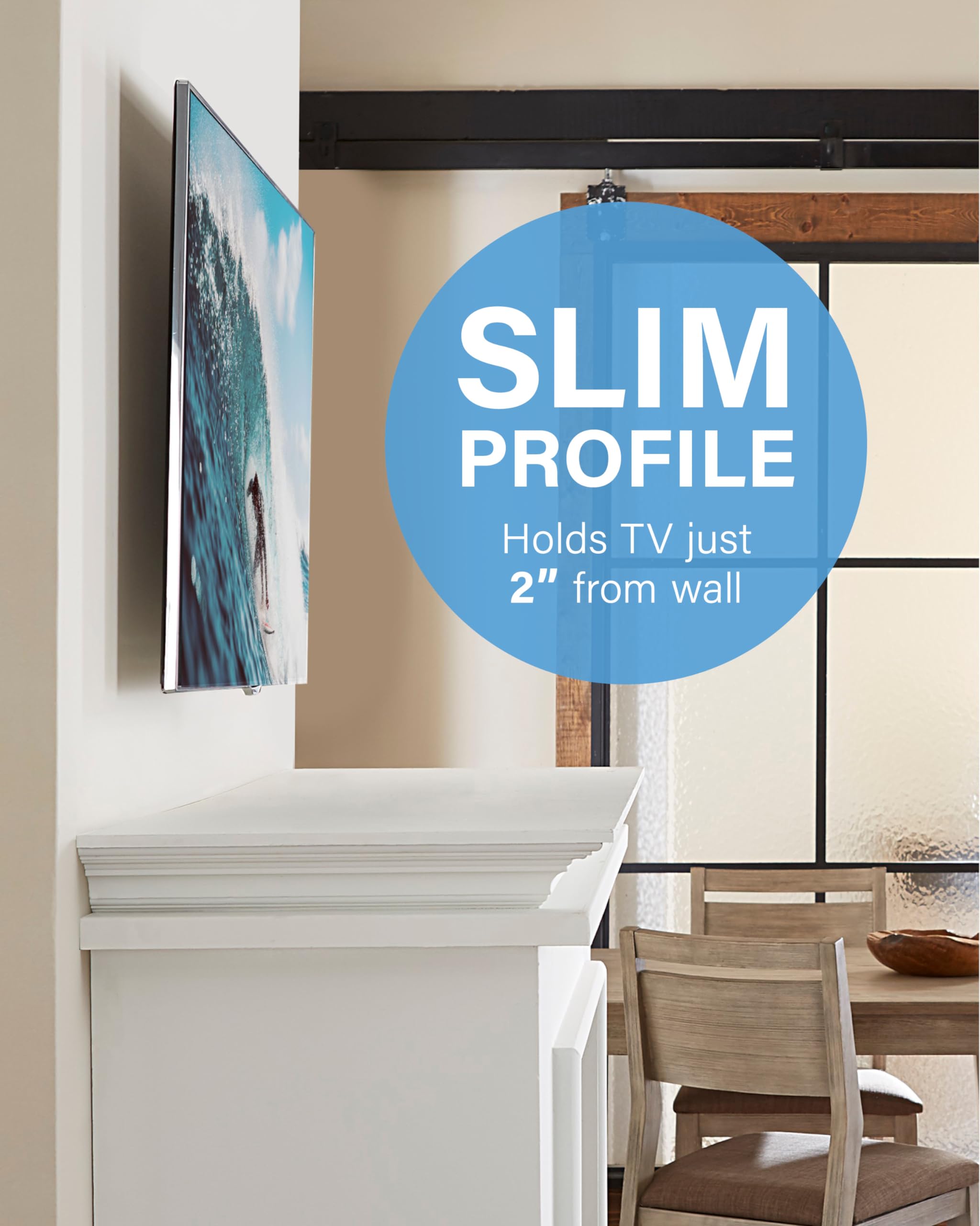 SANUS Soporte inclinable para TV – Soporte Universal de Pared para TV de 32 a 55 Pulgadas con diseño de Perfil bajo – Fácil instalación Incluye Cambio Lateral y Todos los Accesorios