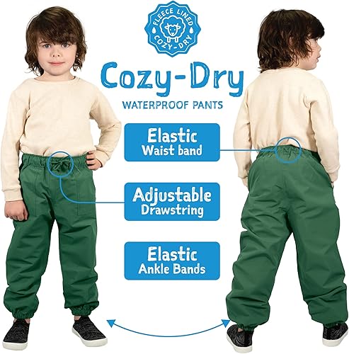 Miniatura 3 de JAN & JUL Pantalones de lluvia y nieve impermeables para niños, forrados con forro polar