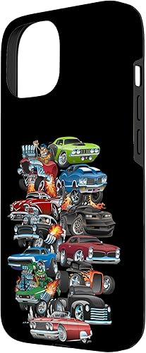 Vista 11 de Funda para iPhone 13 Hotrods, autos clásicos, coches musculosos y carros de carreras