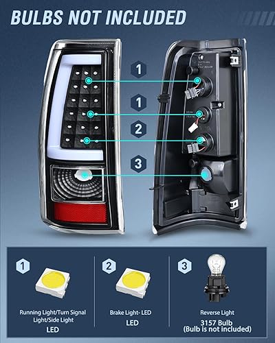 Vista 100 de Nilight Conjunto de luz trasera para Chevy Silverado 1500 1500HD 2500 2500 2500HD 3500 2007 Chevrolet Classic OE estilo pasajero lámpara trasera