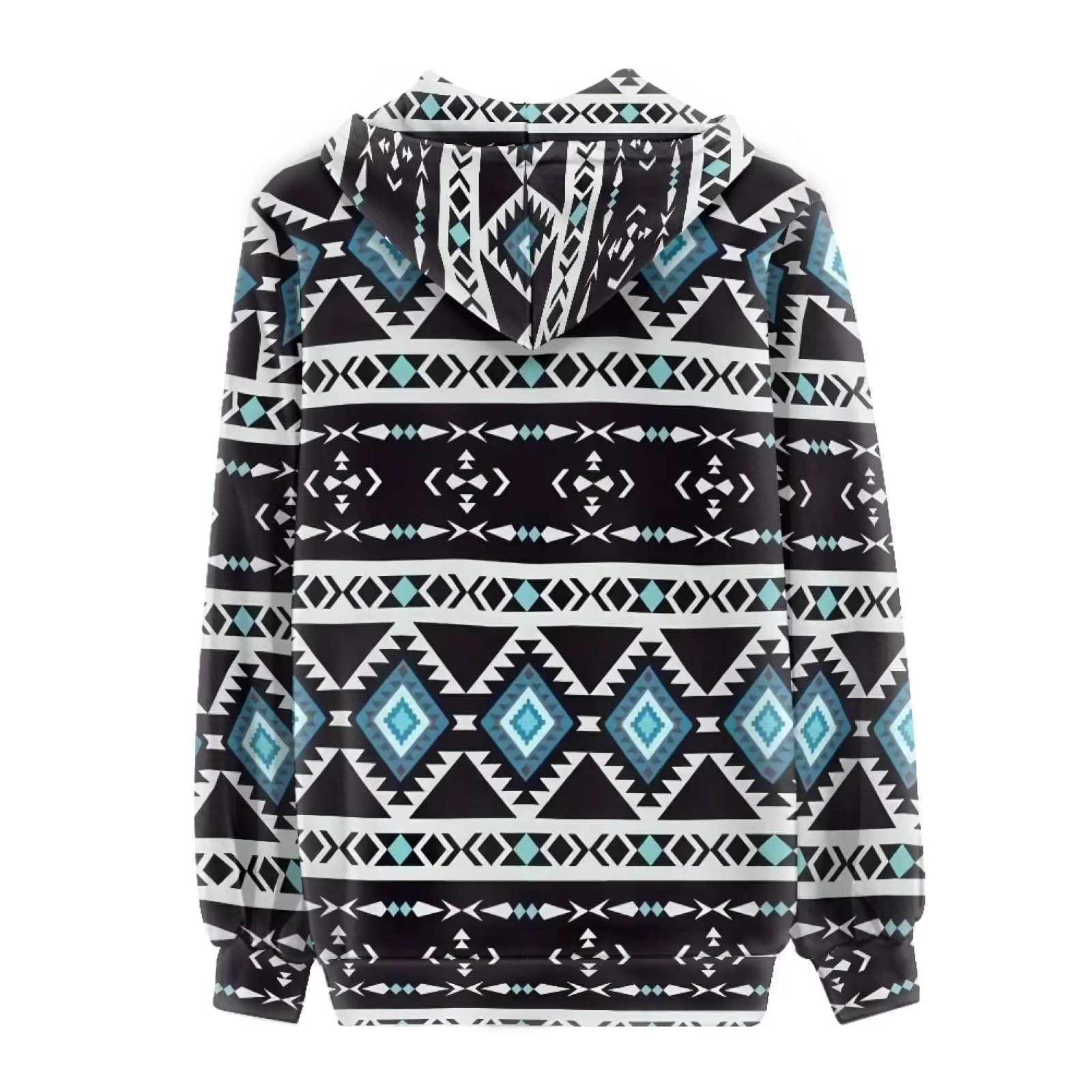 HUIACONG Damska bluza z kapturem zapinana na zamek błyskawiczny dla nastolatek sweter XS-5XL rozmiar, Południowo-zachodni rdzenni Aztecki Zachodni, S
