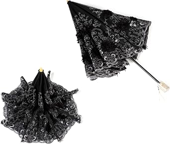 LCY Embroidered Lace Double-deck Anti-UV Parasol Sun/Rain/Snow Folding Umbrella