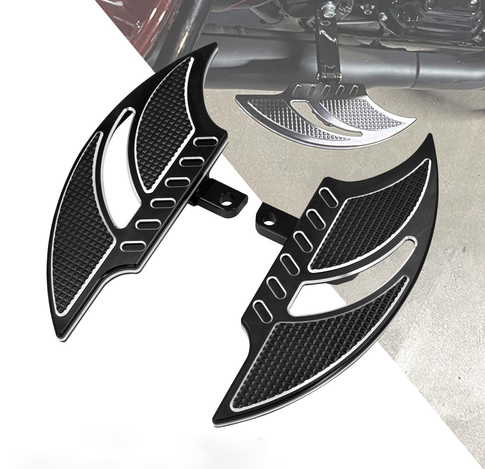 HDBUBALUS Motorcycle Floorboards Aluminum Male Mount Foot Pegs Floor Board Black Fit for Harley Touring Electra Glide Road Glide Road King Dyna Sportster 1 Pair