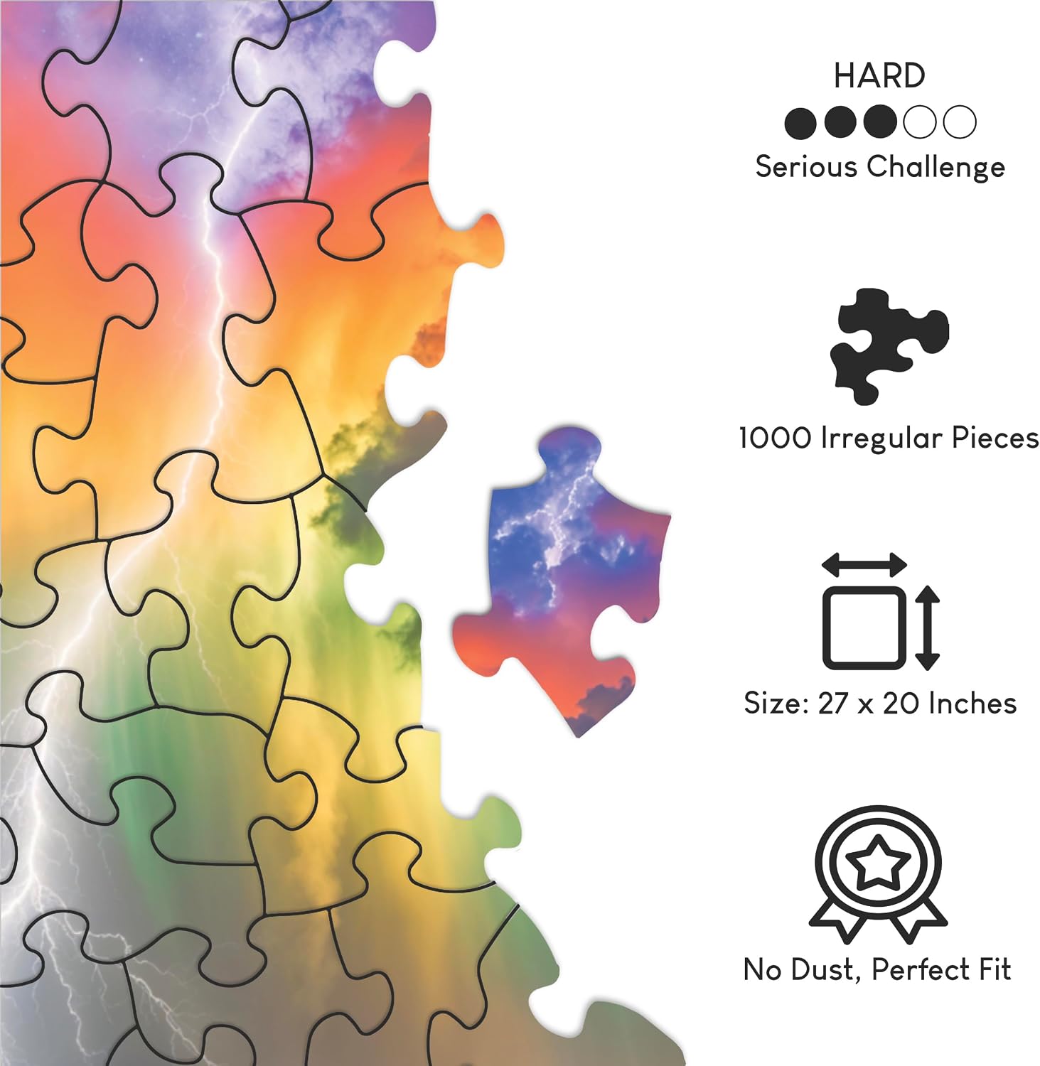 No Image Puzzle 1000 Irregular Pieces Extreme Difficult Jigsaw Challenge Adults Hardest Puzzle No Guide Ultimate Brain Teaser Intermediate Level Stormlands Mystery Unique Gift