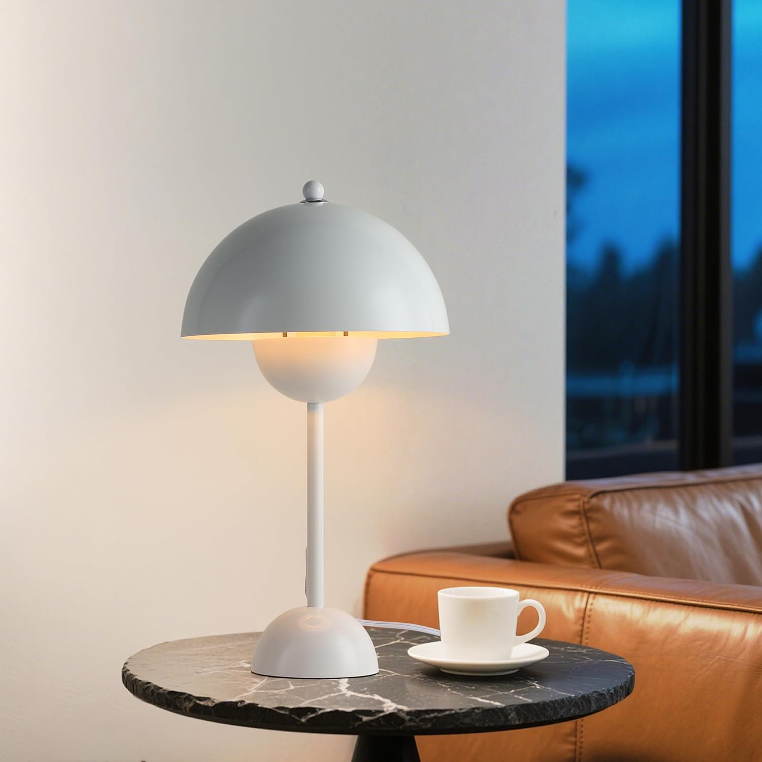 COSYLUX Modern Small Table Lamp for Bedroom, Cute Dome Shade Reflecting Light Reading Lamp for Living Room, Kid's Room, Study, Office, Beside Bedside Nightstand Desk Lamp(Bright White)