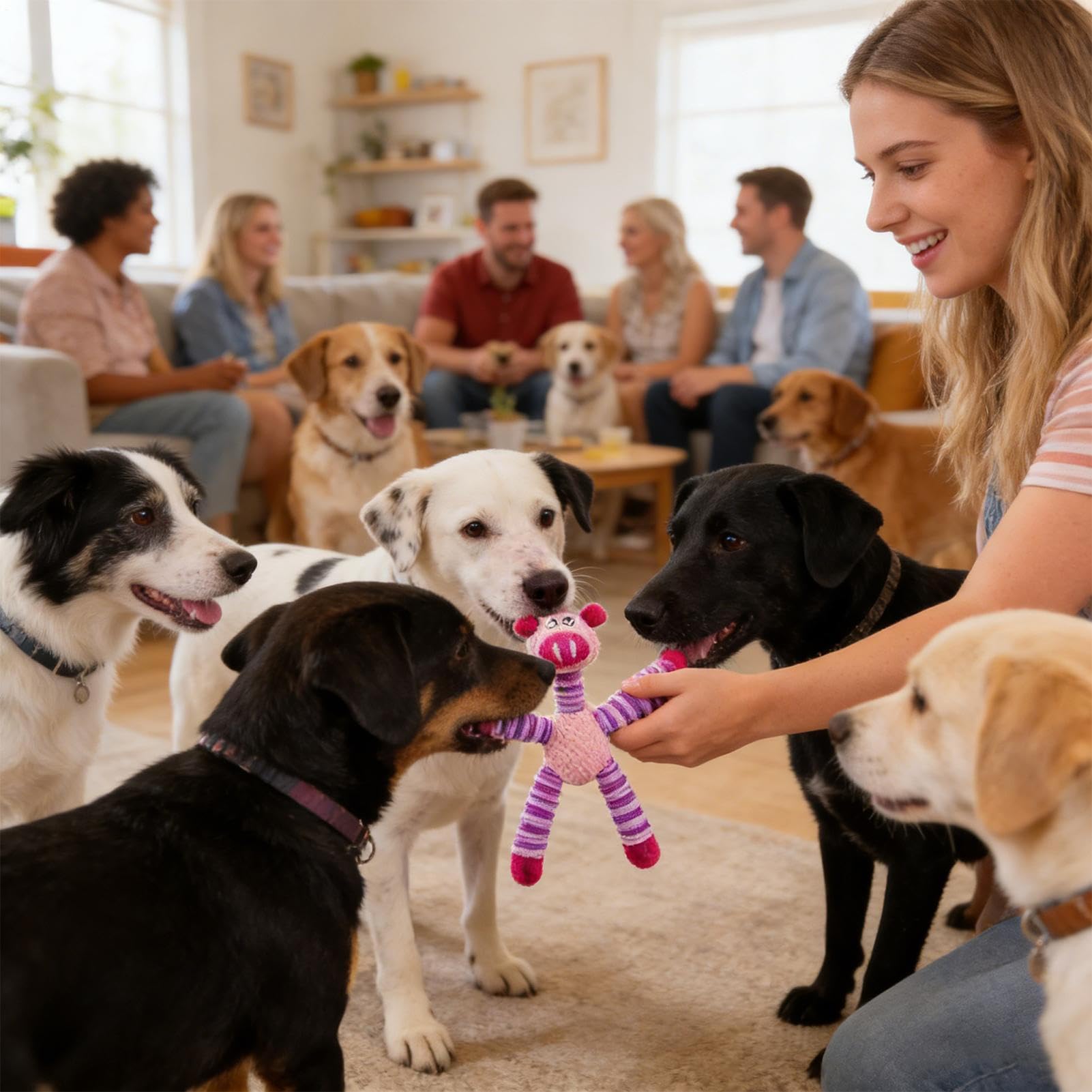Juguete Mordedor para Perros Suministros de Peluche para Mascotas | Juguete para Limpieza Canina Para Razas Medianas y Grandes En Interiores y Exteriores