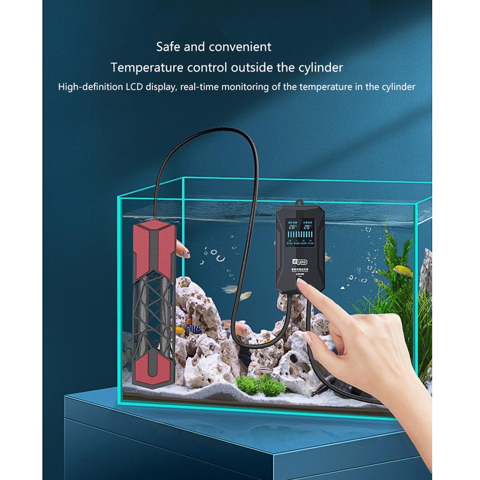 Riscaldamento Acquario Temperatura Costante Quarzo con Termostato Esterno Risparmio Energetico,1200W