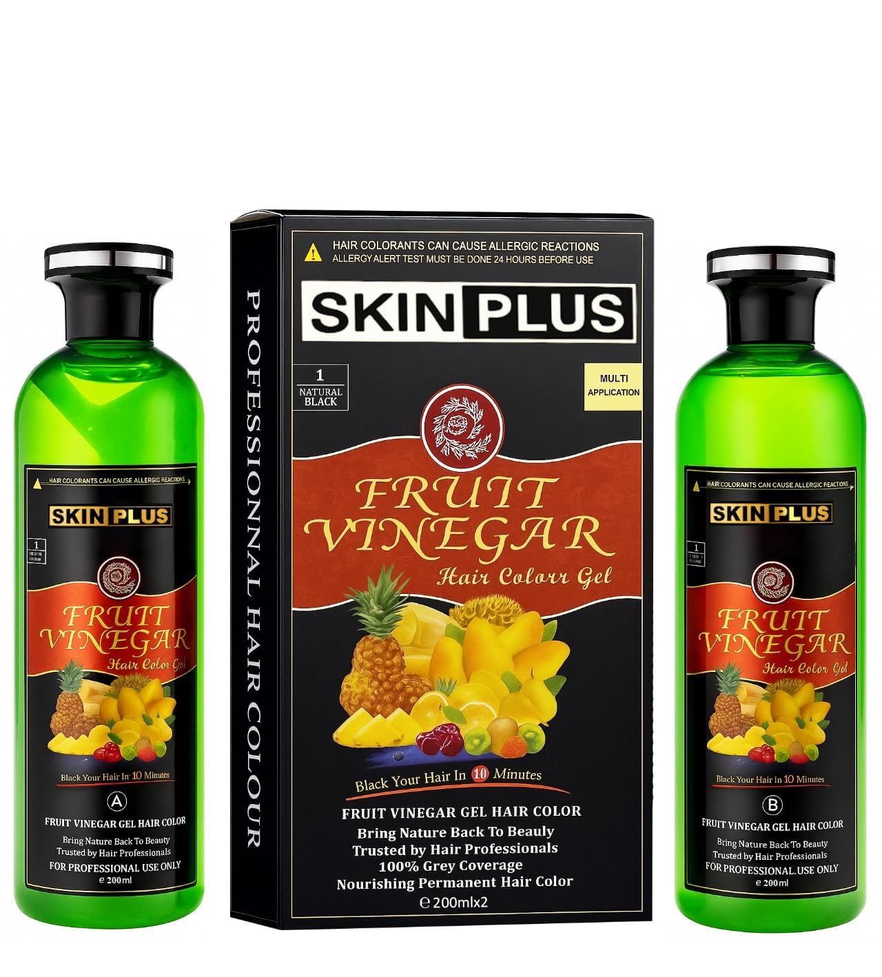 SKINPLUS Fruit Vinegar Gel Organic & Natural Hair Color Dye for Black Hair (BLACK, 400 ML)-image-37