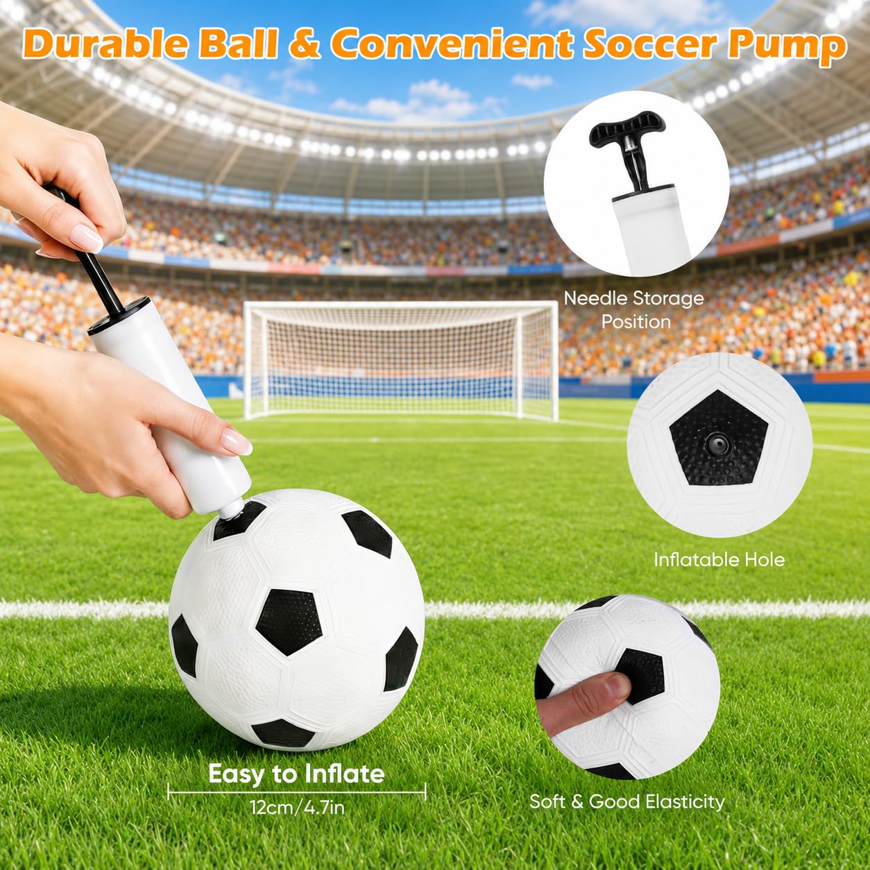 Juego de porterías de fútbol de 2 Piezas para niños: porterías de fútbol con una práctica Bolsa de Transporte, Juegos de Exterior para niños con balón, Bomba de Aire, 8 Anclajes para el Suelo