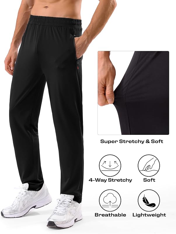 MSGD 5 Pack Men's Sweatpants with Zipper Pockets Stretch Lightweight Athletic Track Activewear Pants for Men Joggers,M image 4