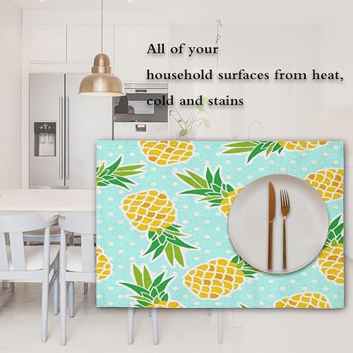 Miniatura 7 de Pineapple Plants Theme Placemats Set of 4 Table Mats Washable Placemat Waterproof Place Mats for Party Home Dining Table Decor 18x12 in