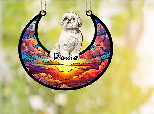 Vista 348 de LOVELYPOD Adorno de Navidad personalizado de perro pastor alemán, atrapasoles conmemorativo, adorno de Navidad de pastor alemán con nombre, pérdida