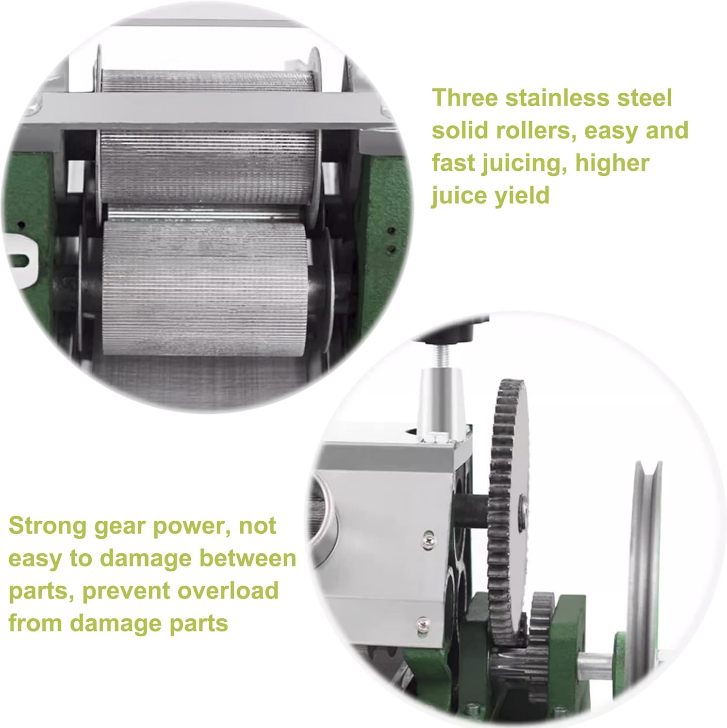 Manual Sugar Cane Juicer Machine 330LBS/H Output Sugarcane Press Juicer with Three Rollers Sugarcane Juice Press Machine with Handwheel, Faucet, 2 Peeling Knives for Household Commercial Use