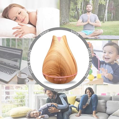 Miniatura 9 de Set de regalo de aromaterapia con difusor ultrasónico de 400 ml, 20 aceites esenciales y soporte de exhibición giratorio, difusor con 4