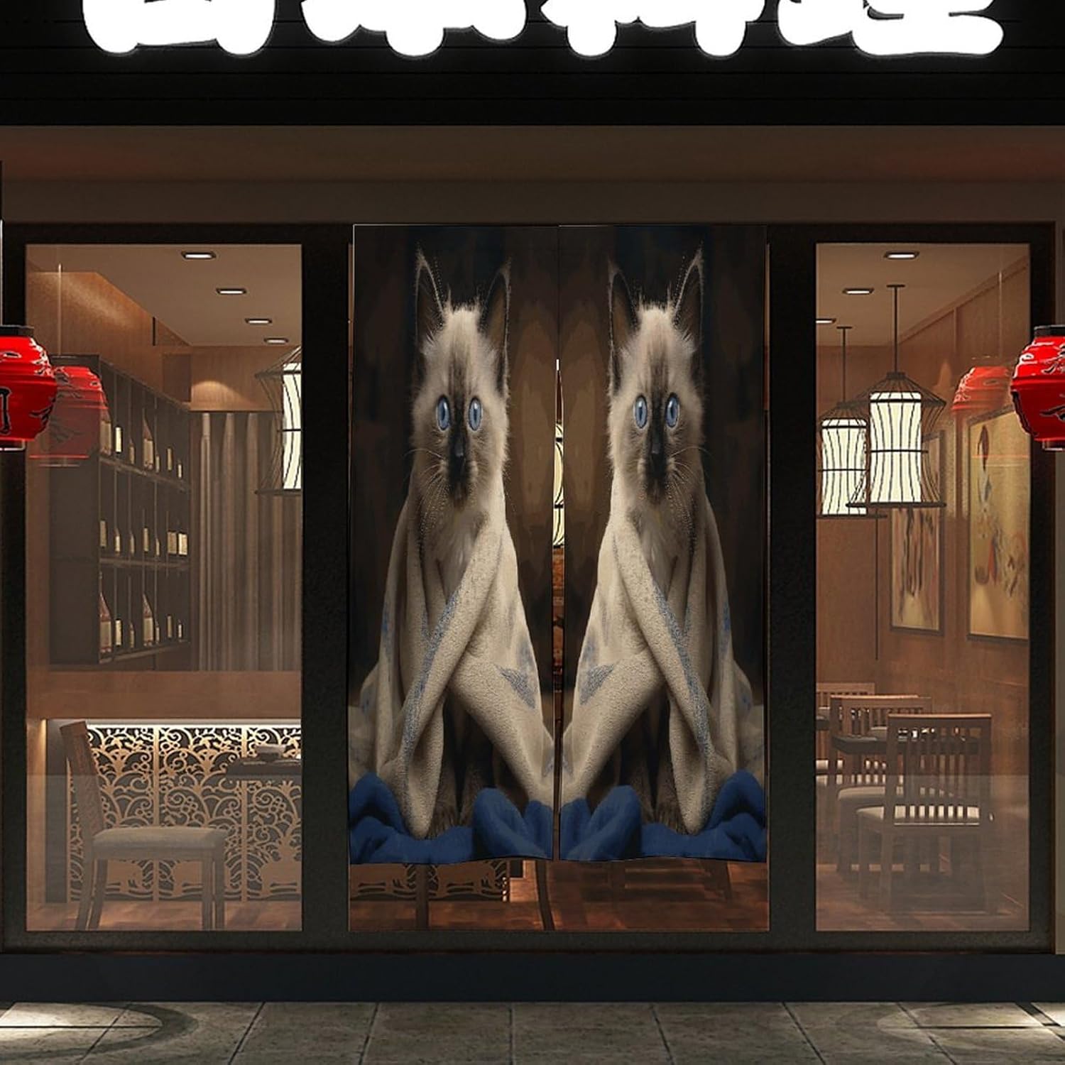 Cat on Blanket Door Curtain Printed Doorway Noren Japanese Style Doorway Room Divider Curtains for Privacy Partition Divider Kitchen Home Decorations Wall Hanging