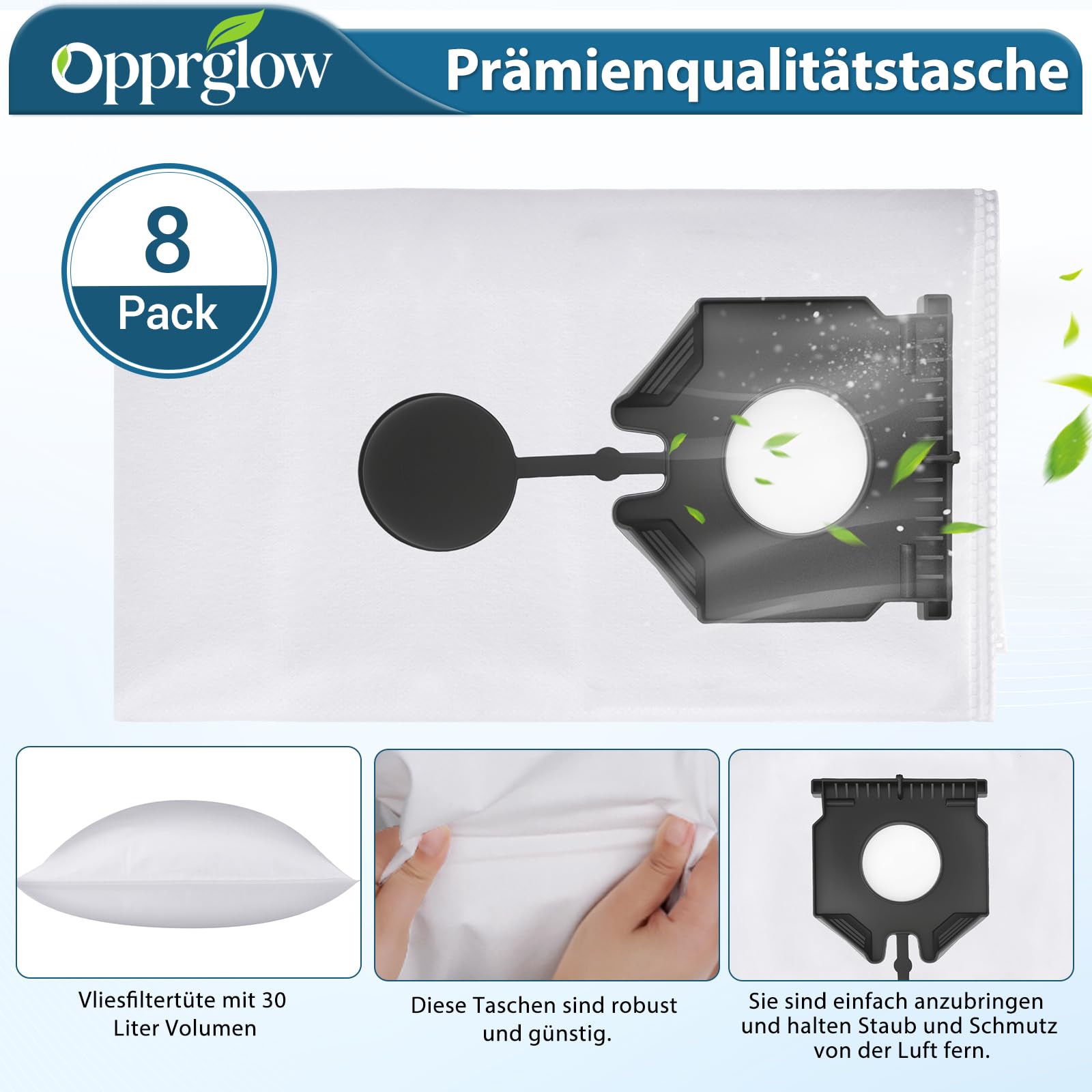 8 sacchetti per aspirapolvere Kärcher NT30/1 (2.889-154.0) in tessuto non tessuto, NT 30/1 30 L 30L NT 30/1 Ap Te L, NT 30/1 Ap L, NT 40/1, NT 50/1,30L per aspirapolvere Kärcher