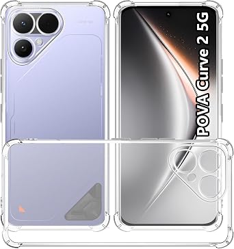 USTIYA Case for Tecno POVA Curve 2 5G Clear TPU Four Corners Military-Grade Protection Cover Transparent Soft funda