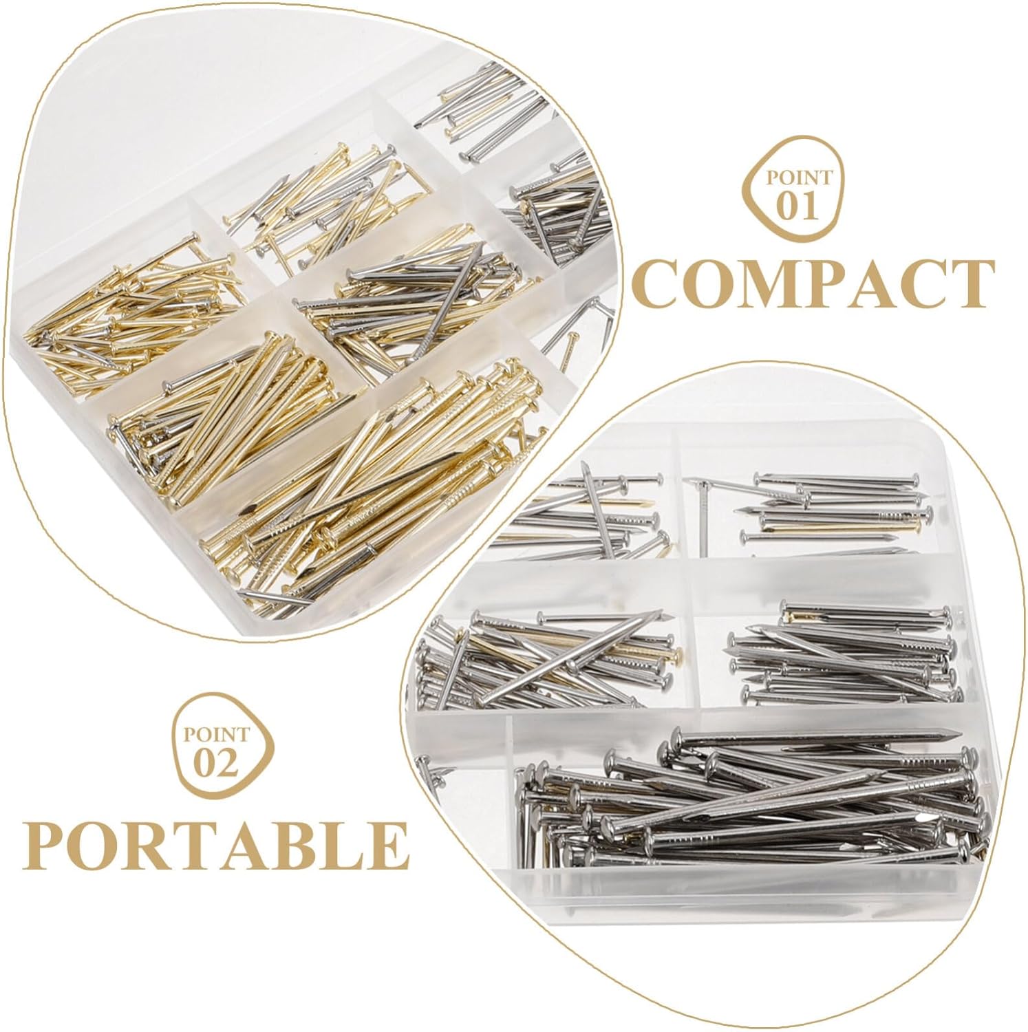 UKCOCO 400pcs Picture Nails Heavy Duty Nail Assortment Kit Wall Nails Hanging Picture Nails