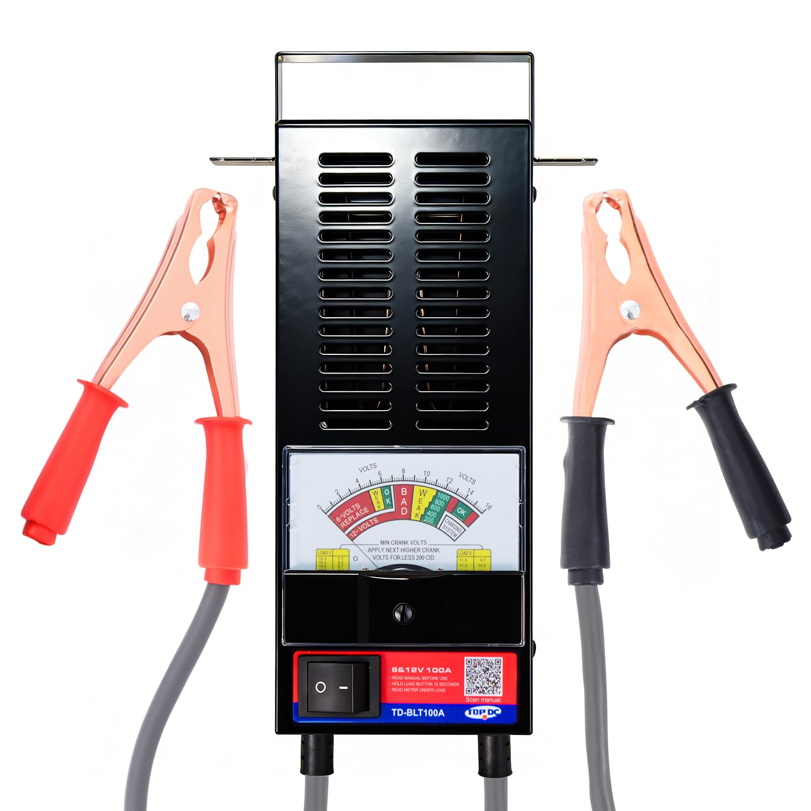 TOPDC Comprobador de batería de coche 6V/12V 100-1000 CCA, 100 A, 100 A, para coche, caravana, moto, ATV, barco