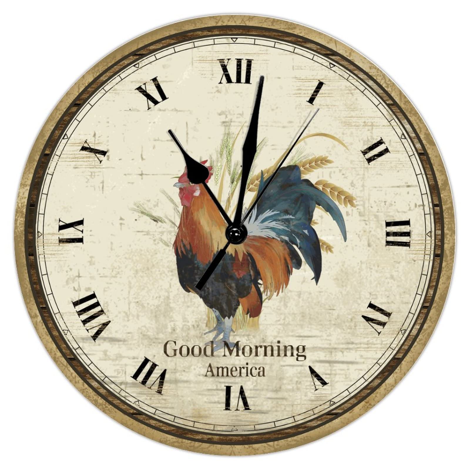 Horloge murale vintage aquarelle coq en bois de 38 cm le cadeau idéal pour un passionné de nature