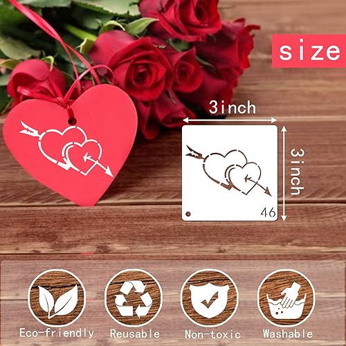 Miniatura 5 de Plantillas de corazón pequeño para pintar sobre piedra de madera, plantillas de amor reutilizables para adultos en tela de madera, tarjeta de roca,