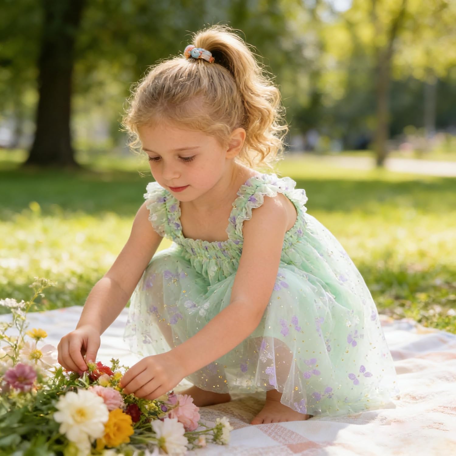 AGQT Baby Girls Tulle Tutu Dress Birthday Party Tulle Babydoll Dresses Size 6M-5T