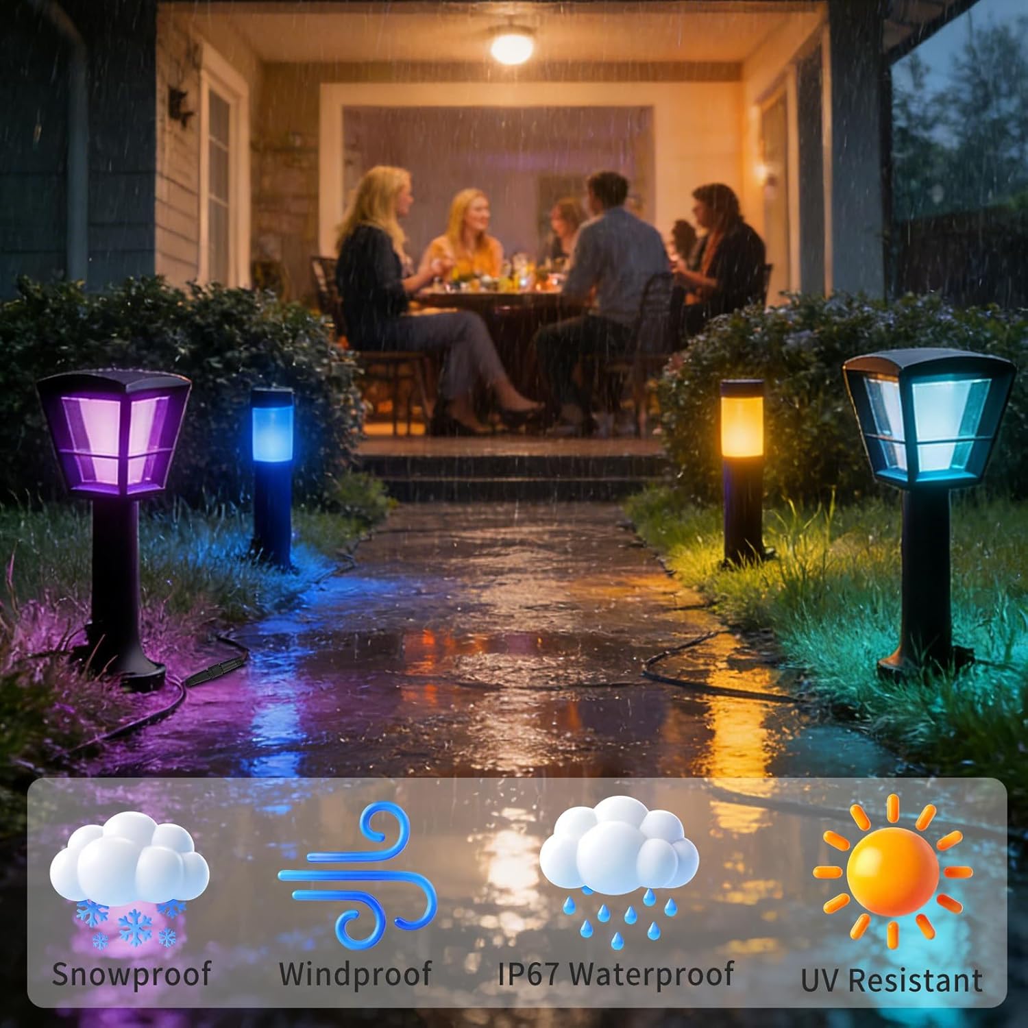 16 ft Cable Extension for Philips Hue Outdoor Low Voltage Lights - Weatherproof Power Cord, Compatible with Lily Spot/XL Spot, Calla Pedestal, Econic Pathway & Amarant Light Bar - Requires hue Bridge
