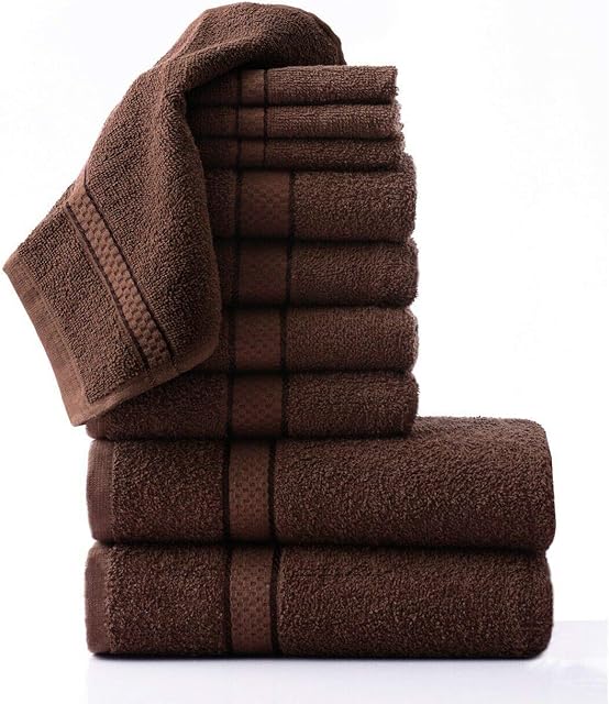 Great Knot 10 Piece Towel Bale Pack, 100% Terry Cotton, 400GSM (Chocolate)