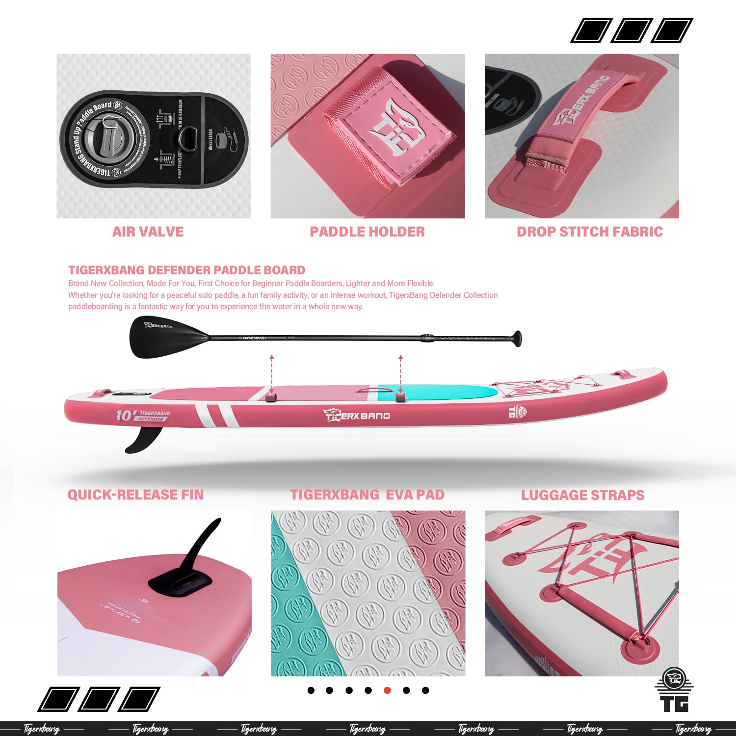 TIGERXBANG Stand Up Paddle Boards 10'6'' x 32'' x 6''丨10' x 31'' x 6'' with Premium SUP Board Accessories, Inflatable Paddle Boards for Adults/Kids Stand Up PaddleBoarding