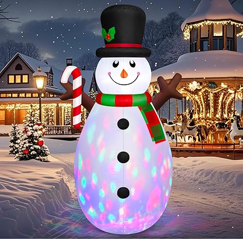 Danxilu Muñeco de nieve inflable de Navidad de 5 pies con luces LED giratorias coloridas para decoración de patio al aire libre, lindo muñeco de