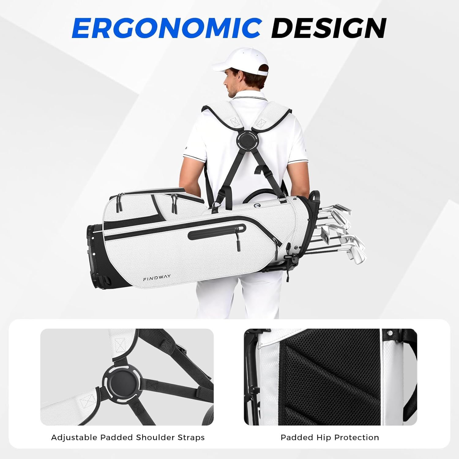 Findway 5 Way Golf Stand Bag, Lightweight Golf Bags for Men Women with Full Length Dividers Multiple Pockets Padded Dual Strap and Rain Cover Hood