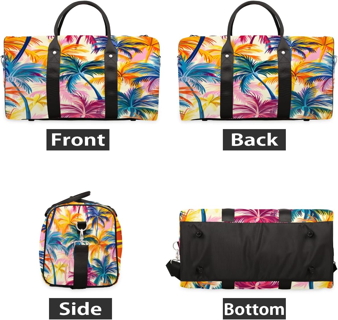 Colourful Coconut Trees Travel Duffel Bag for Women Men Large Capacity Overnight Weekender Bags for Lightweight Waterproof Sport Gym Bag for Workout Yoga Swim
