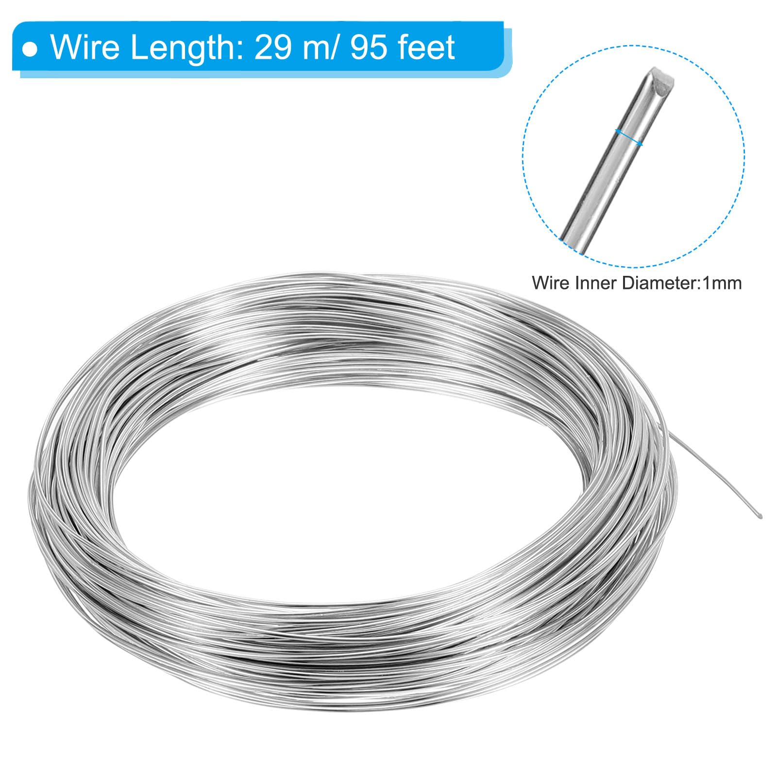 PATIKIL 1mm Bonsai Training Wire, 1 Roll Floral Wire Stems Anodized Aluminum Tree Wire 95 Feet Total for Gardening Branch Fixing, Silver