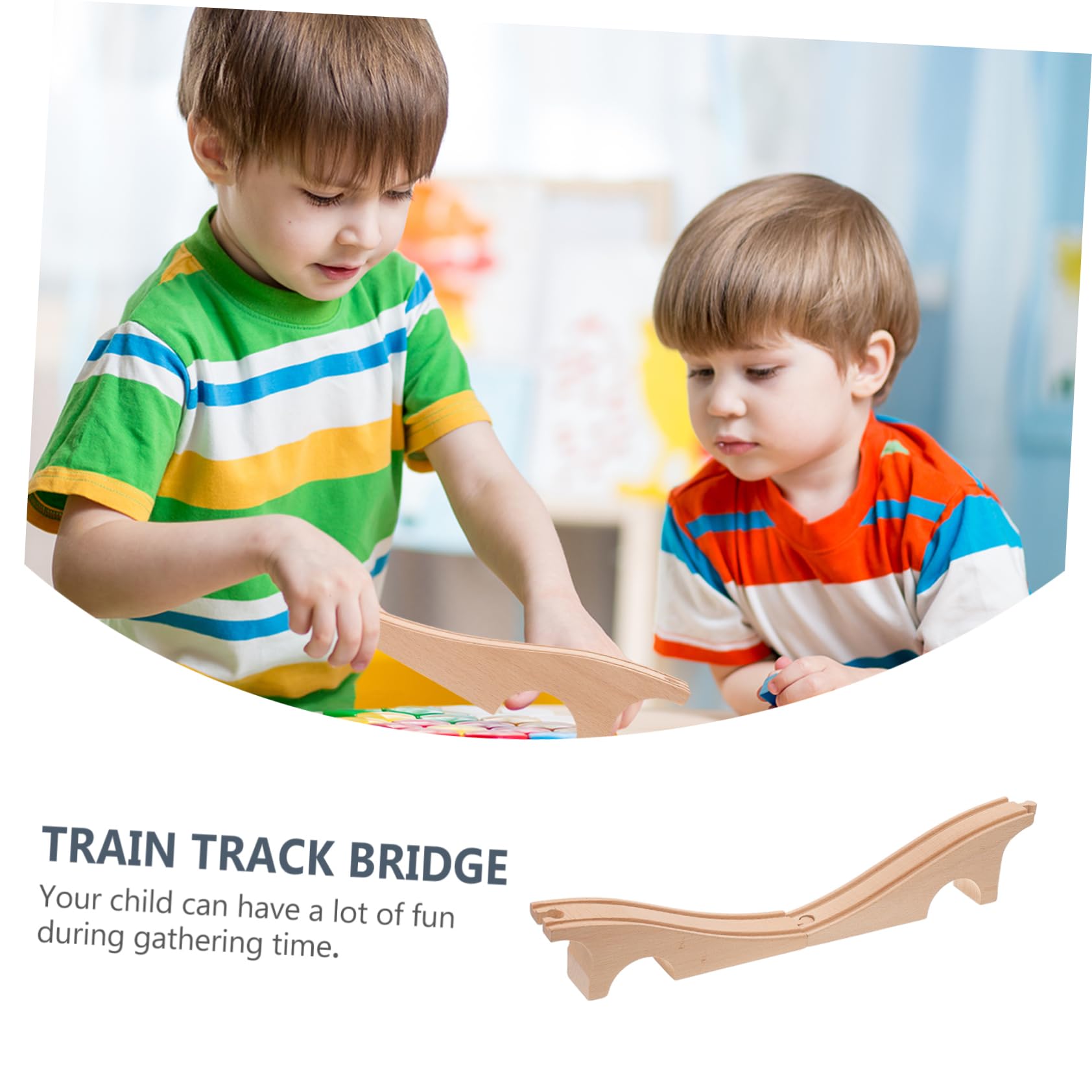 BESPORTBLE Accessoire de Pont Ferroviaire en Bois Beige pour Garçon et Filles, Facile à Assembler, Développement de L'imagination, Compatible Rails de Train en Bois