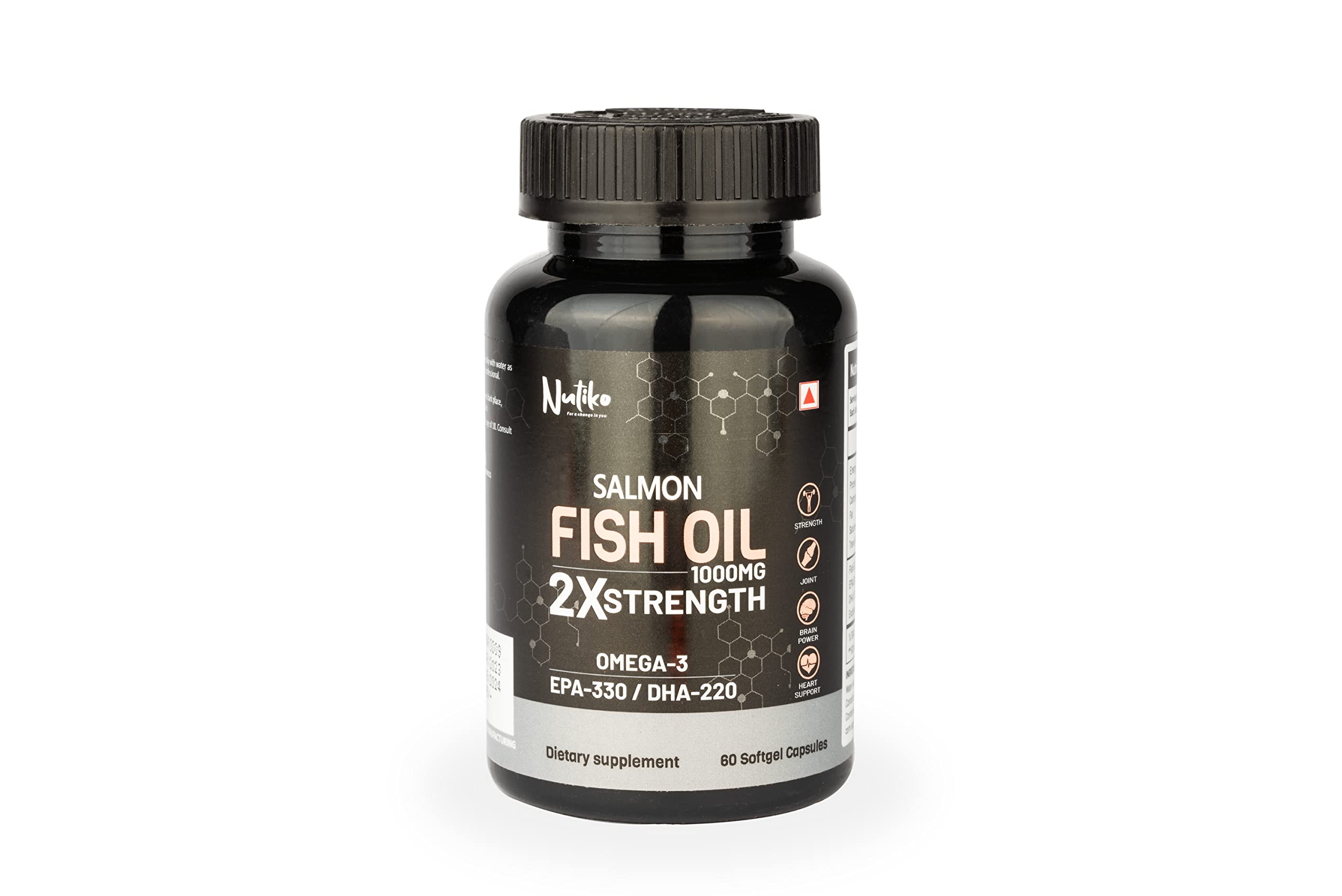 Nutiko Salmon Fish Oil Capsule for Men and Women | Double Strength Deep Sea 1000mg Omega 3 with 330 mg EPA and 220 mg | DHA for Heart, Brain, Eyes and Joint Health (Pack of 60 softgels capsules) (B0C2ZHBW6L) Amazon Price History, Amazon Price Tracker