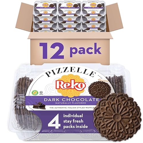 Reko Pizzelle Authentic Italian Style Waffle Galleta, chocolate, 7 onzas (paquete de 12)