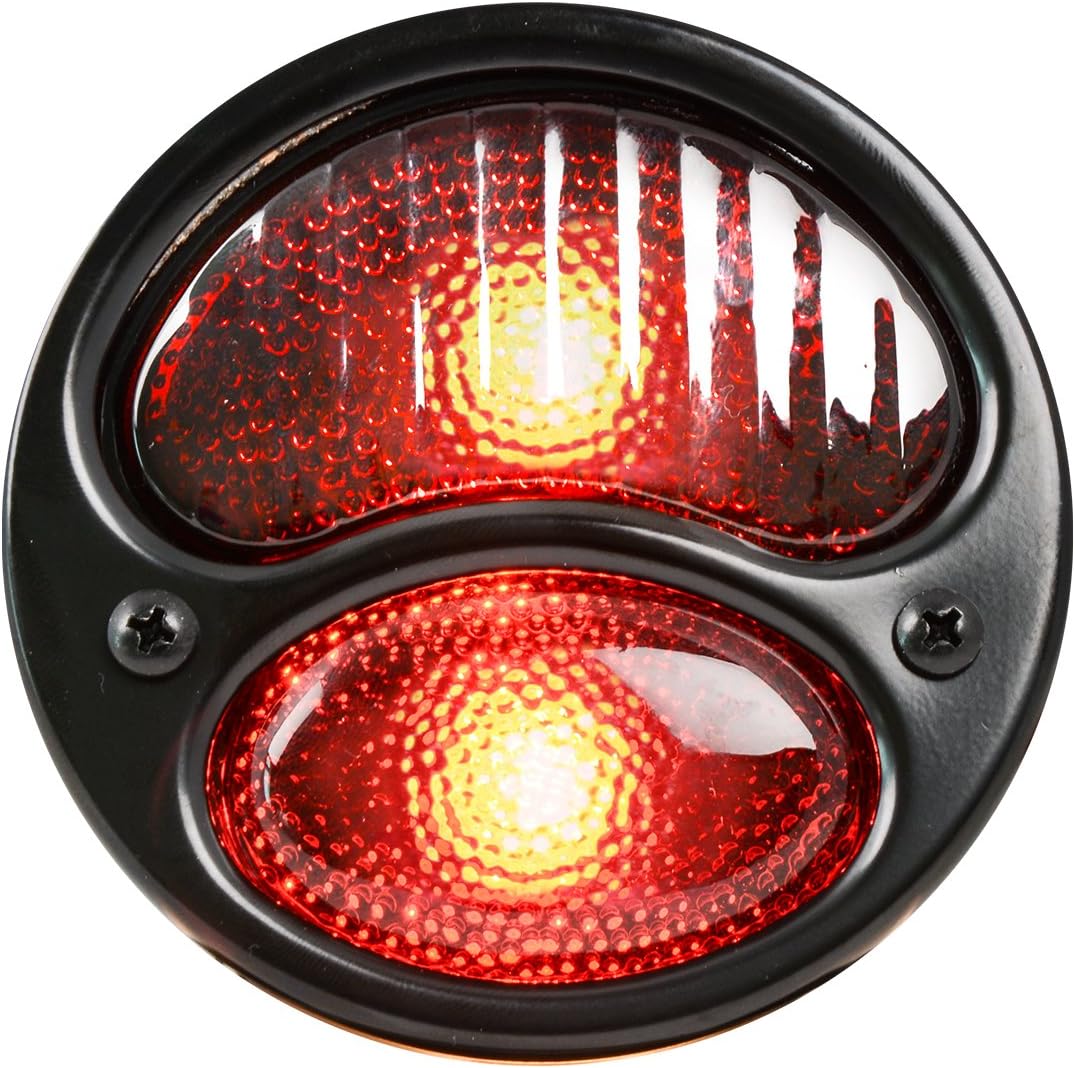 KNS Accessories KA0023 Black 12V Duolamp Tail Light for Ford Model A with Red Glass Lens and License Light