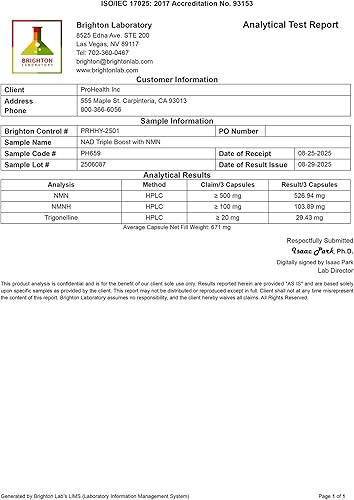 Miniatura 8 de ProHealth NAD Triple Boost con NMN 500 mg y NMNH 100 mg más apigenina y trans-resveratrol. Promueve la longevidad, la salud del corazón y el