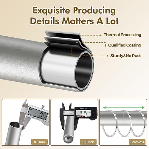 Miniatura 6 de Barras de cortina dobles plateadas antiguas para ventanas, cortineros opacos envolventes de 32 a 58 pulgadas, juego de doble barra de oscurecimiento