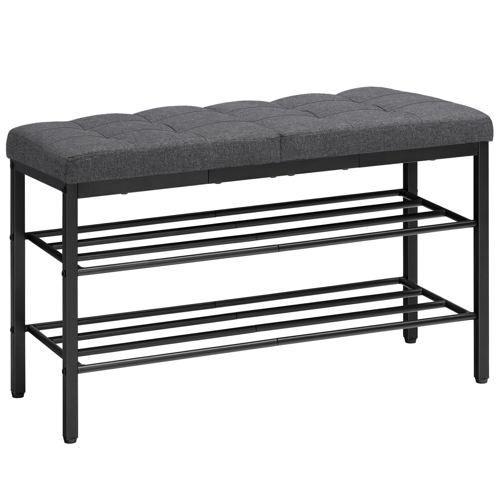 HOOBRO Banco Zapatero, Banco Almacenaje para Zapatos, Mueble de Entrada con Cojín Acolchado, Extremo de Cama, Ahorra Espacio, para Salón, Balcón, Dormitorio, Oficina, Gris y Negro EBGZ95HX01