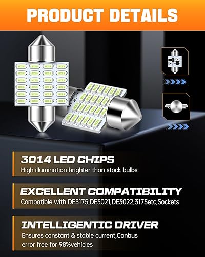 Miniatura 90 de LUYED Juego de chips 2 X 570 de luz súper brillante 3014 48-EX 569 578 211-2 212-2 focos LED para luz de domo, blanco xenón