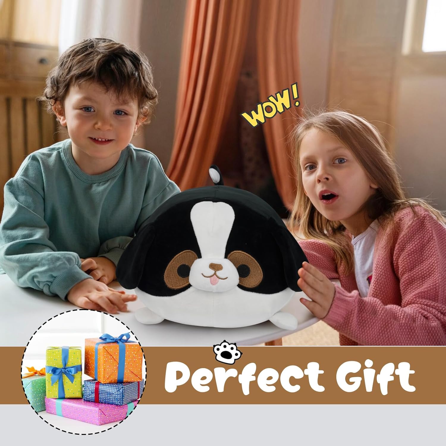 Dog Stuffed Animal Plush - Bernese Mountain Dog Pillow, Soft Puppy Plush Toys, Birthday Gifts for Kids Girls Boys