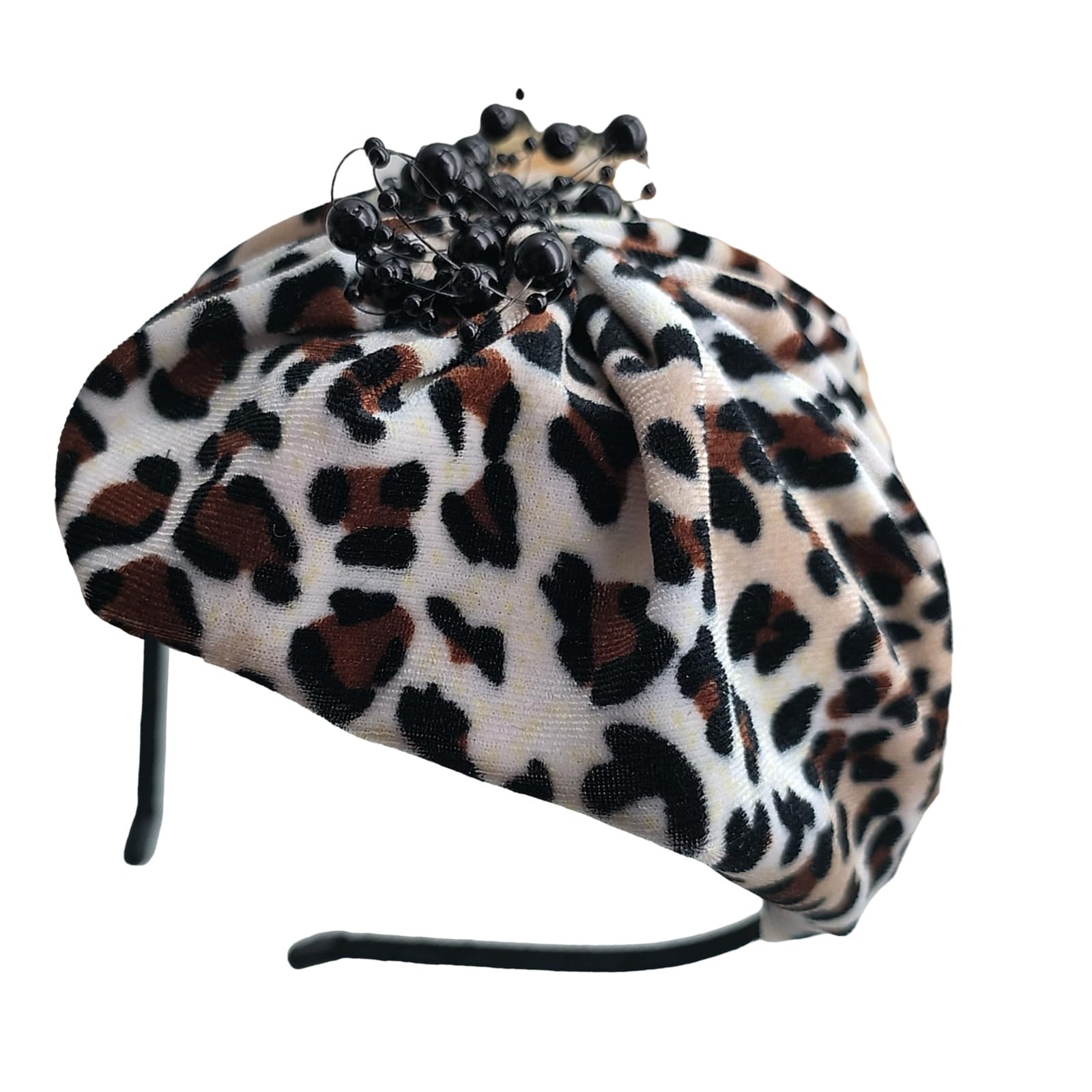 Fentency Bowknot Hairhoop Half Caps for Women Elegant Animal Pattern Headband Nonslip Sweet Fascinator Hairband for Formal Dress