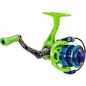 Wally Marshall Speed Shooter Spinning Reel, Right or Left-Hand Retrieve, One-Piece Graphite Frame with Graphite Sideplate, Green/Blue