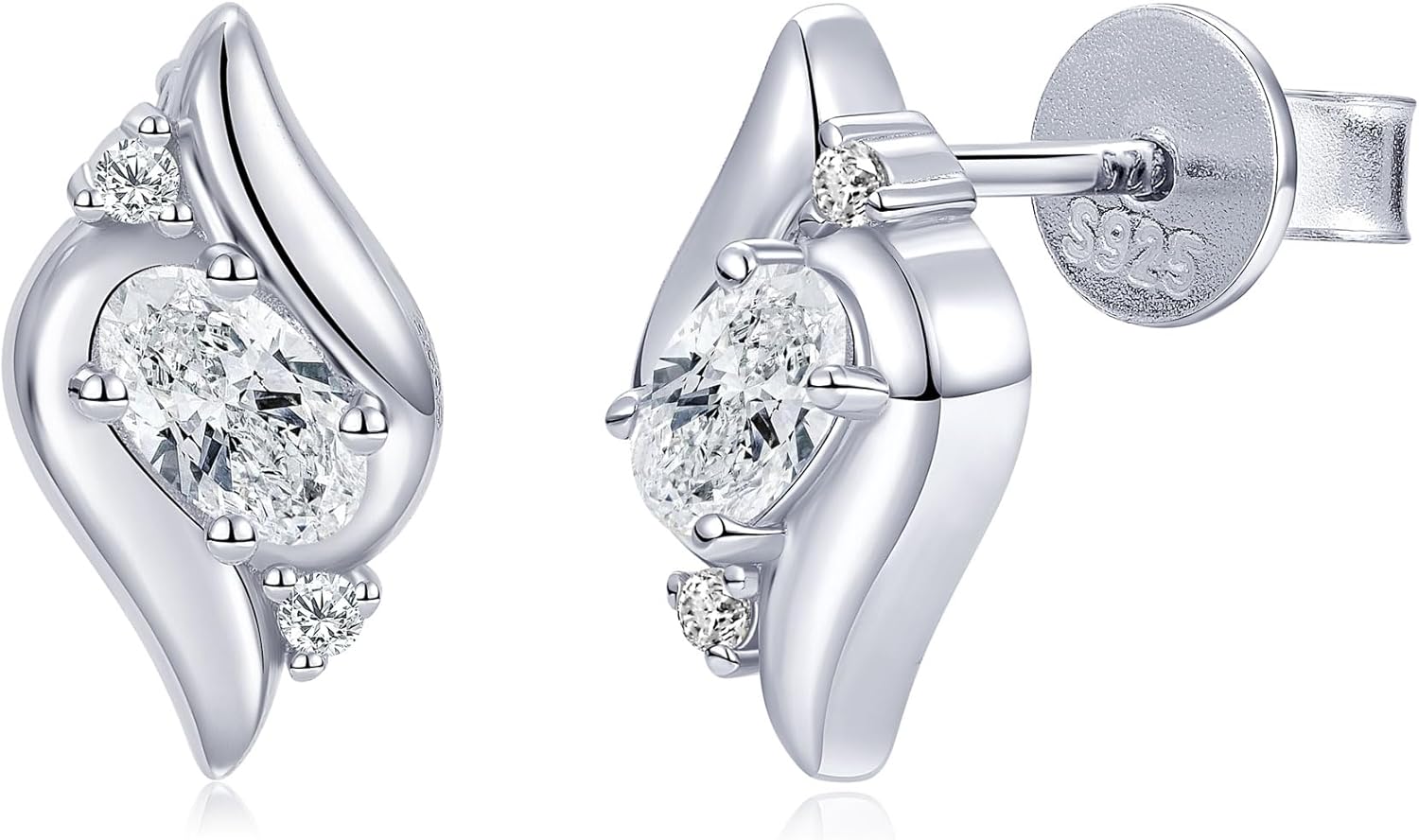 Oval Moissanite Stud Earrings for Women, D Color 3x5mm Oval Cut Moissanite 925 Sterling Silver Angel Earrings for Mom Wife Birthday Gifts