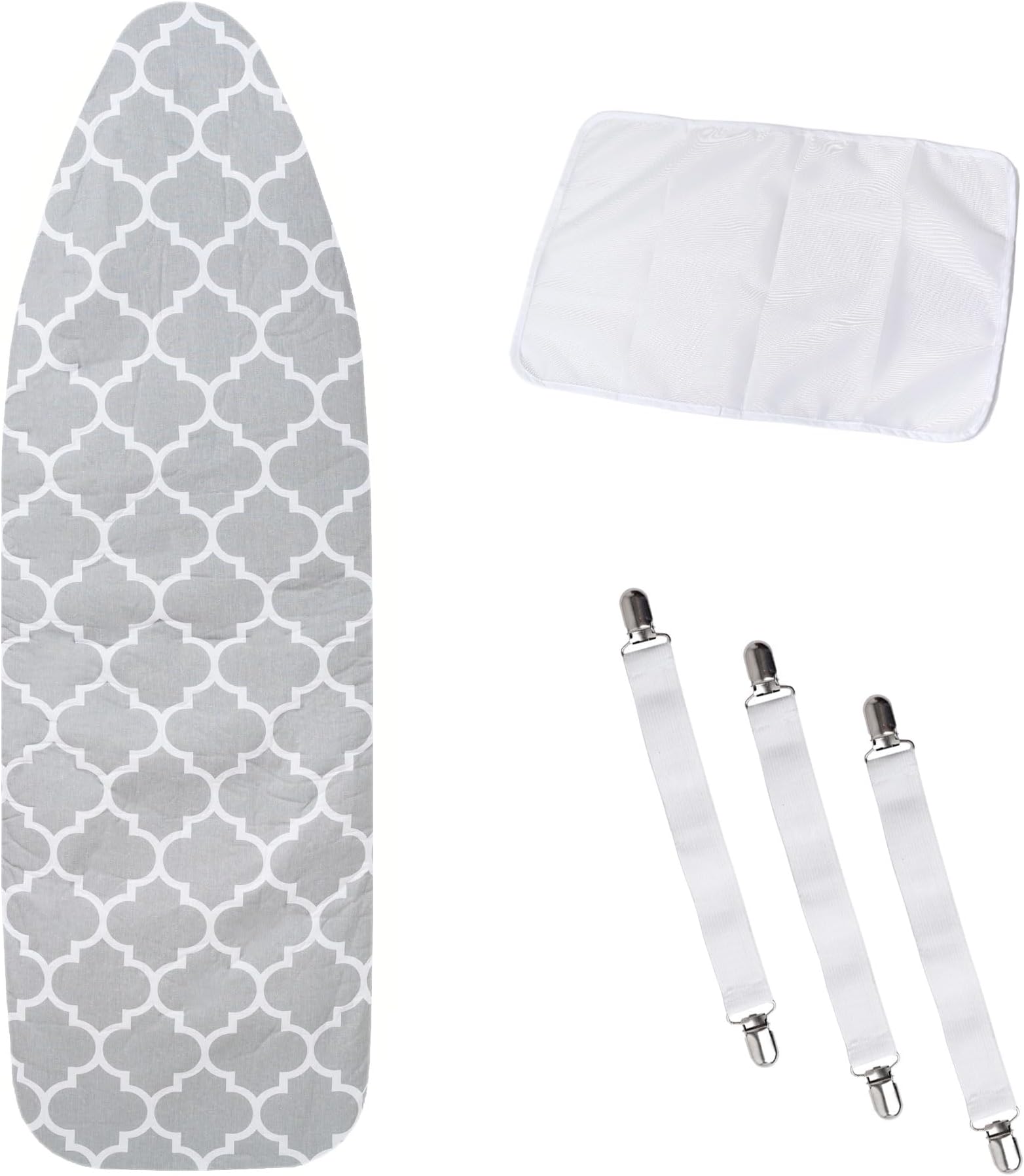 Iron Board Cover Extra Padded Super Soft 3 layers for Faster Ironing Fits all Standard Ironing Boards upto 125cm - 38cm Elasticated Pull on Cover (Grey)